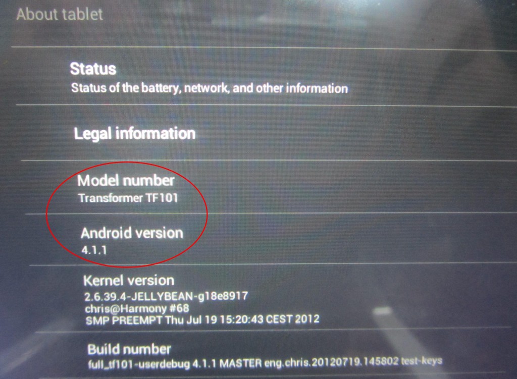 Android 4.1.1 en la Asus Transformer TF101