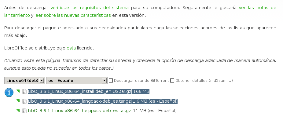 Descargar LibreOffice 3.6