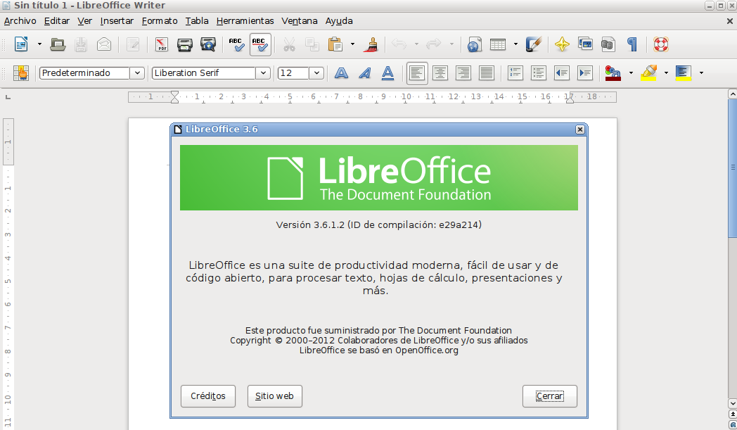 LibreOffice 3.6.1 en Ubuntu 12.04 LTS