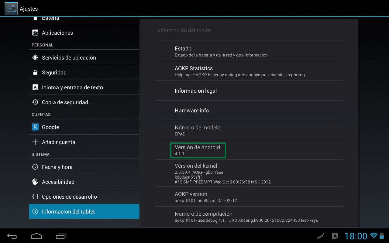 Android 4.1 - ROM AOKP en la Asus Transformer TF101
