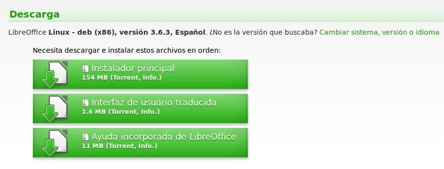 Descargar LibreOffice 3.6.3 en Ubuntu 12.04