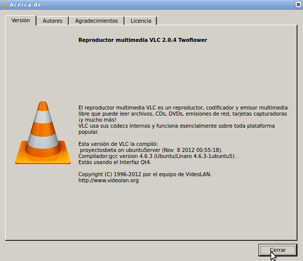 VLC 2.0.4 en Ubuntu 12.04 de 32 bits