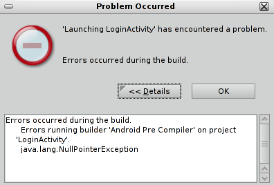 Solucionar Errors occurred during the build. Errors running builder 'Android Pre Compiler' on project
