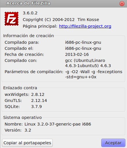  FileZilla 3.6.0.2 en Ubuntu 12.04