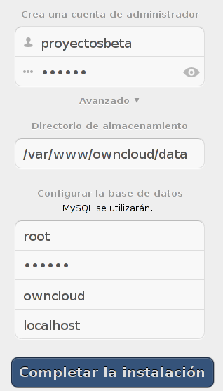 Configurar ownCloud