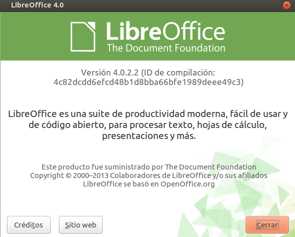 LibreOffice 4.0.2 en Ubuntu 12.10 de 64 bits