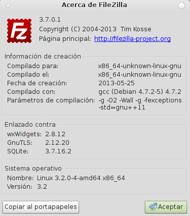 FileZilla 3.7.0.1 en Debian Wheezy