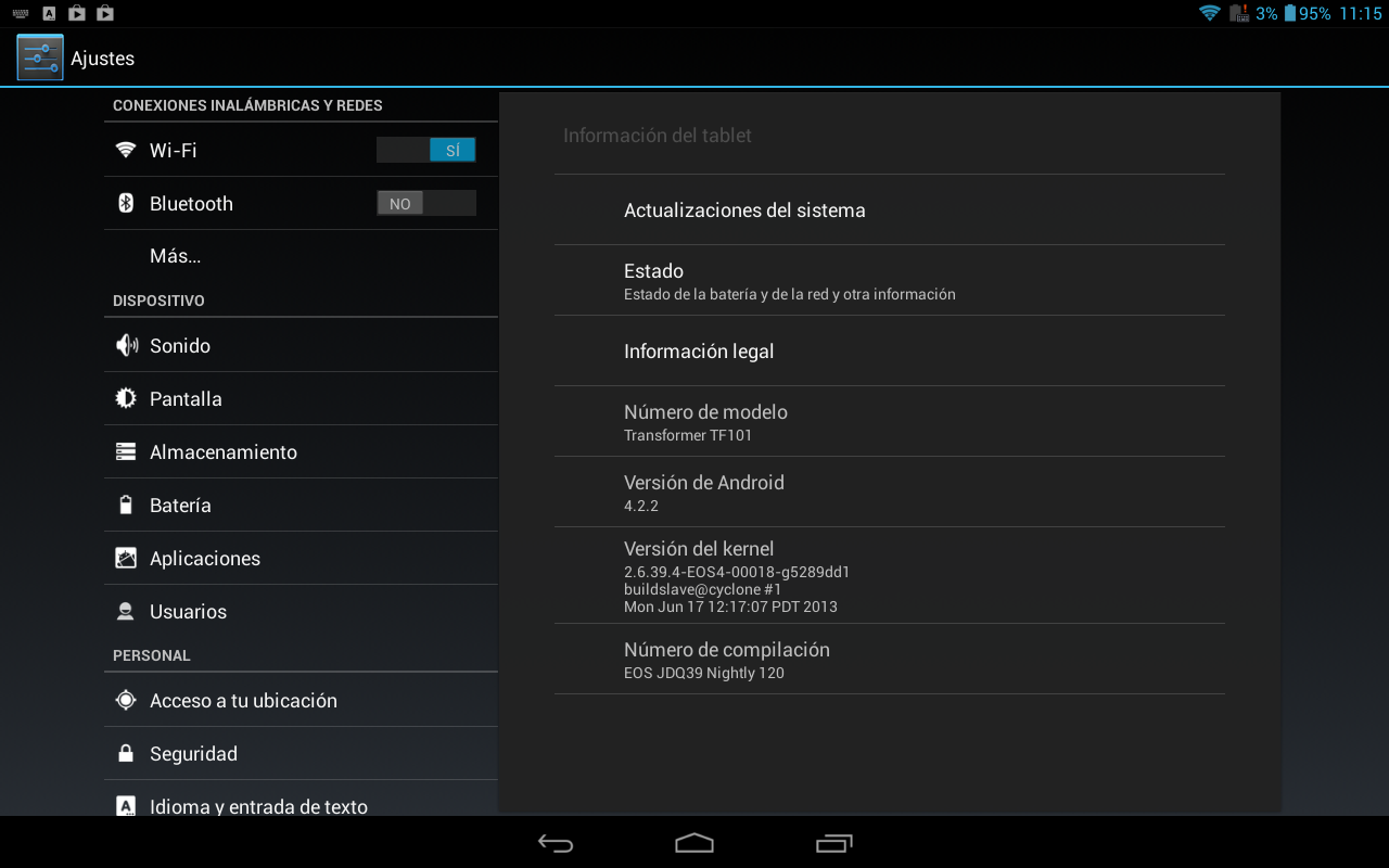 Android 4.2.2 en la Asus Transformer TF101 usando la ROM Team EOS 4