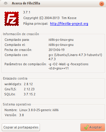 FileZilla 3.7.1 en Ubuntu 13.04