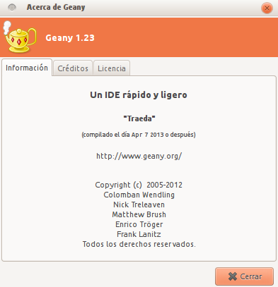 Geany 1.23 en Ubuntu 13.04