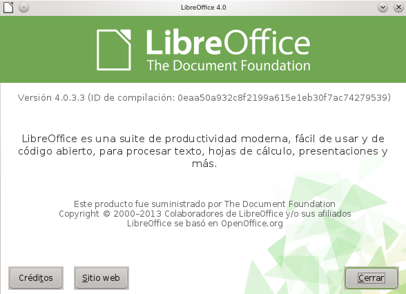 LibreOffice 4.0.3 de 32 bits en openSUSE 12.3