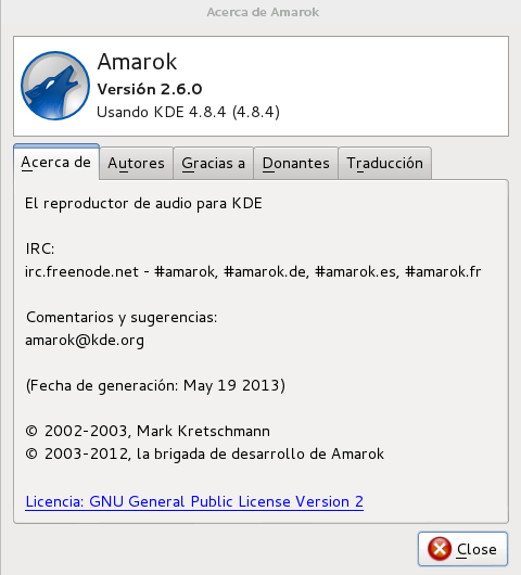 Amarok 2.6.0 en Debian Wheezy