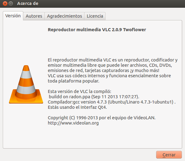 La última versión de vlc en Ubuntu 13.04