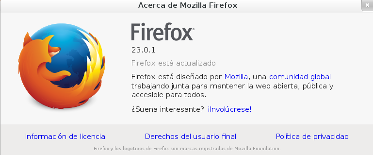 Mozilla Firefox 23 en Debian Wheezy