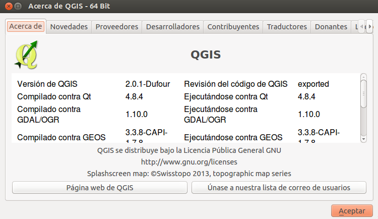 QGIS 2.0.1 en Ubuntu 13.04