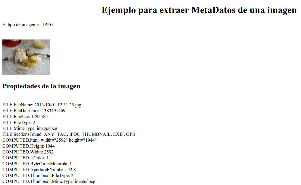 MetaDatos de una imagen usando PHP