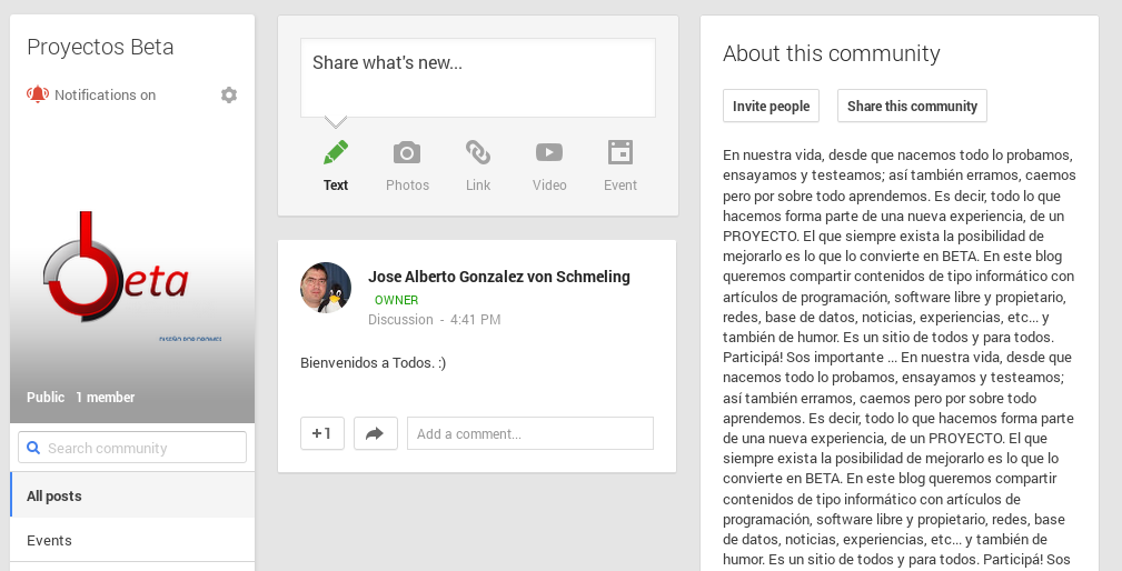 Proyectos Beta en Google+
