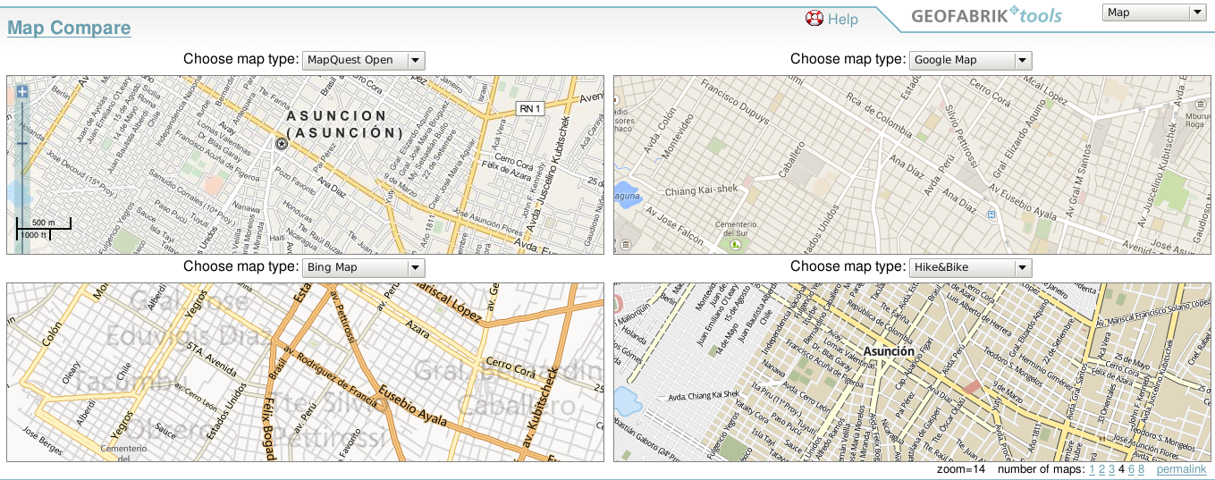 Comparar diferentes Mapas (OSM, Google Maps y Bing Maps)