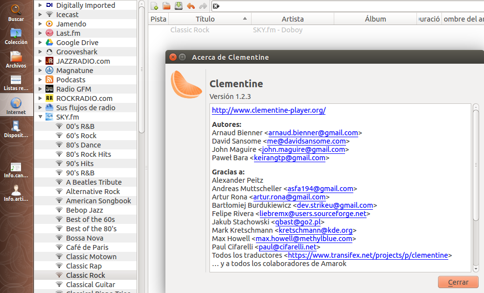 Clementine 1.2.3 en Ubuntu 14.04