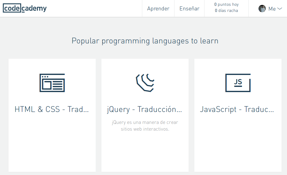 Cursos de programación en español en Code Academy