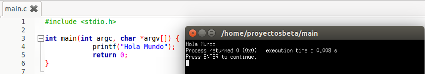 Compilar un programa sencillo en C con Code Blocks en Ubuntu 14.04