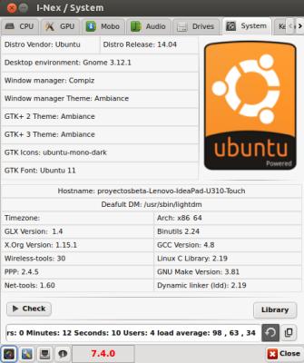 I-Nex en Ubuntu 14.04 LTS - Sistema