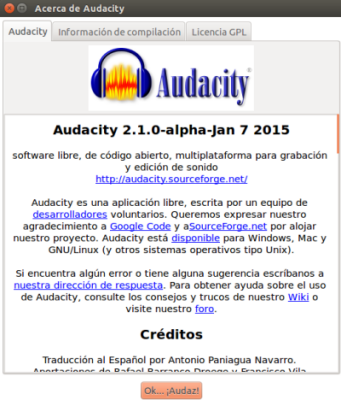Audacity en Ubuntu 14.10