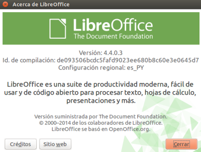 LibreOffice 4.4.0.3 en Ubuntu 14.10