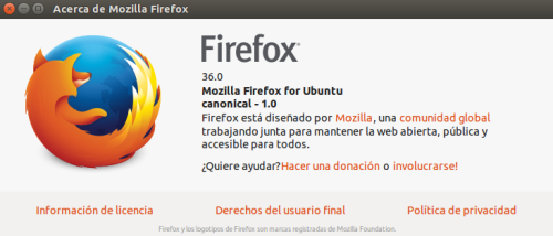 Mozilla Firefox 36 en Ubuntu 14.10
