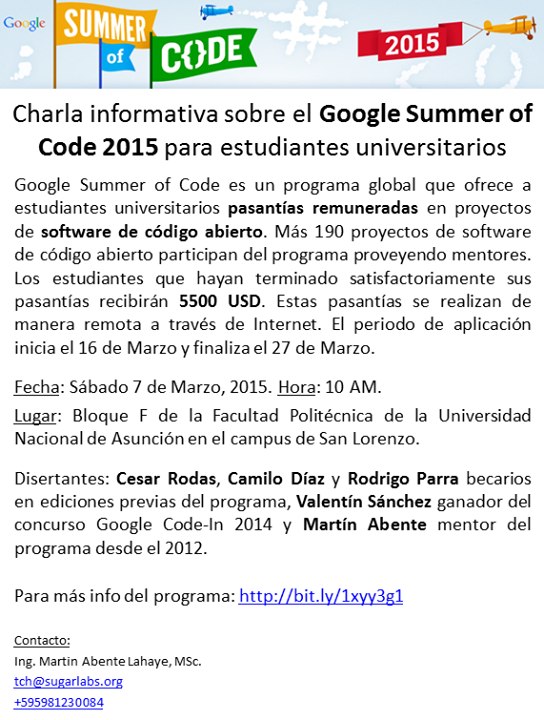 Charla informativa sobre Google Summer of Code 2015