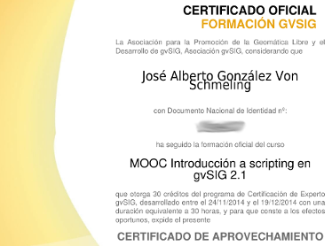 Certificado oficial formación gvSIG