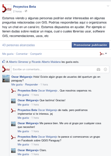 Creación del grupo QGIS Paraguay en Facebook