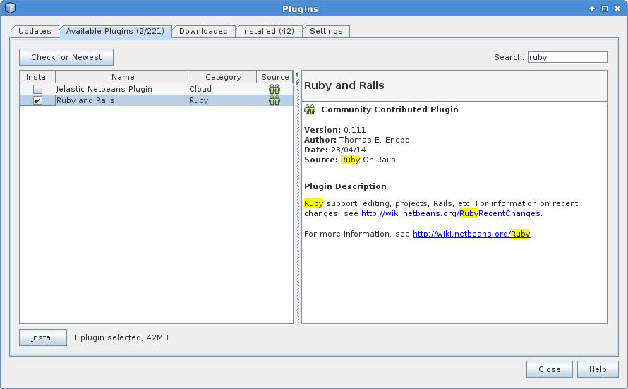 Instalar plugin de Ruby On Rails en NetBeans 8