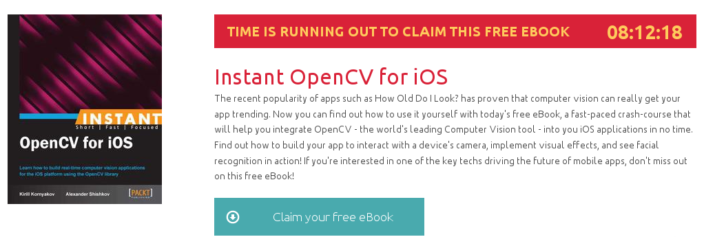 "OpenCV for iOS", ebook gratuito de @packtpub disponible durante las próximas ocho horas