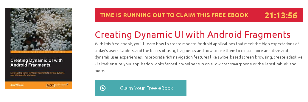 "Creating Dynamic UI with Android Fragments", ebook gratuito de @packtpub disponible durante las próximas 21 horas