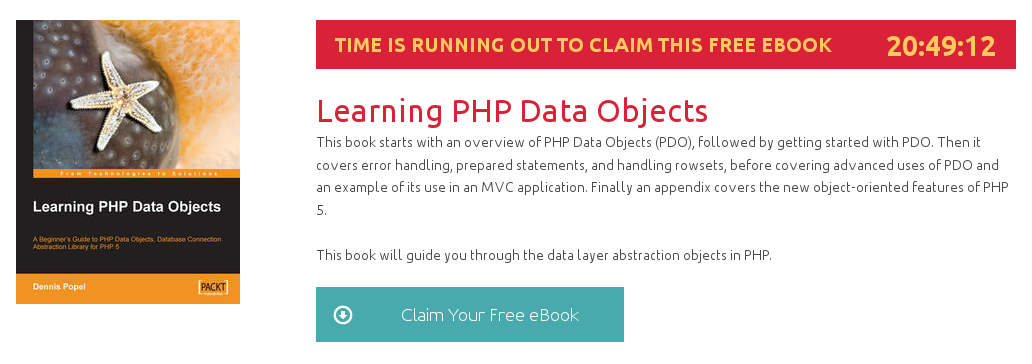 "Learning PHP Data Objects", ebook gratuito de @packtpub disponible durante las próximas 20 horas