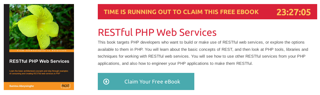 "RESTful PHP Web Services", ebook gratuito de @packtpub disponible durante las próximas 23 horas