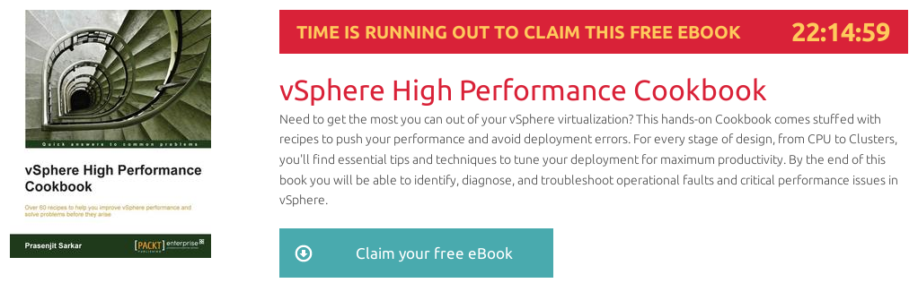 ebook vSphere High Perfomance Cookbook gratis disponible por 22 horas en packtpub