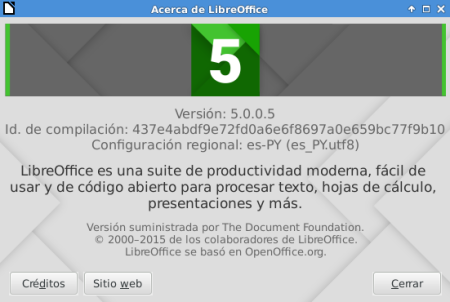 LibreOffice 5.0.0 en Debian Jessie