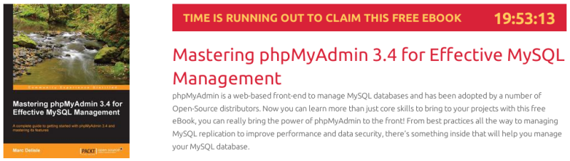 Mastering phpMyAdmin 3.4 for Effective MySQL Management, ebook gratuito de packtpub disponible durante las próximas 19 horas