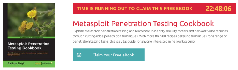 Metasploit Penetration Testing Cookbook, ebook gratuito de packtpub disponible durante las próximas 22 horas