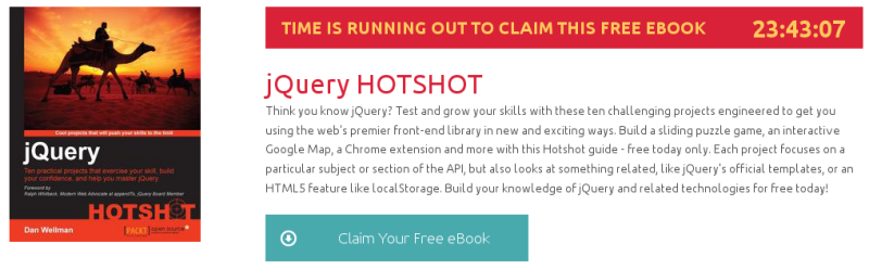 jQuery HOTSHOT, ebook gratuito de packtpub disponible durante las próximas 23 horas