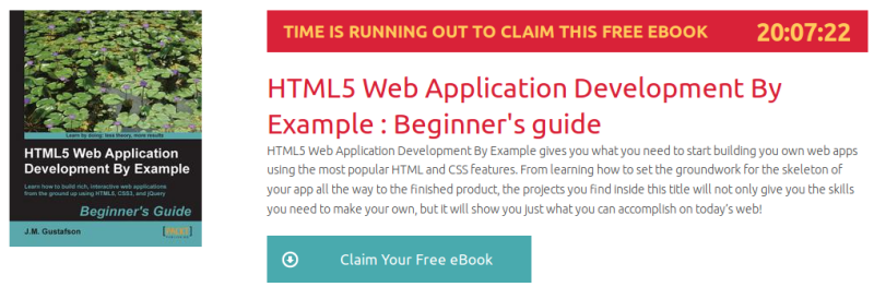 HTML5 Web Application Development By Example : Beginner's guide, ebook gratuito de packtpub disponible durante las próximas 23 horas