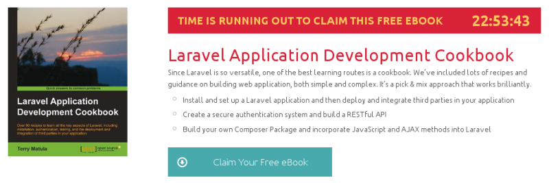 Laravel Application Development Cookbook, ebook gratuito disponible durante las próximas 22 horas