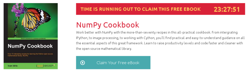 NumPy Cookbook, ebook gratuito disponible durante las próximas 23 horas