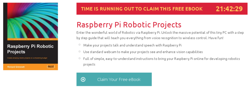 Raspberry Pi Robotic Projects, ebook gratuito de packtpub disponible durante las próximas 21 horas