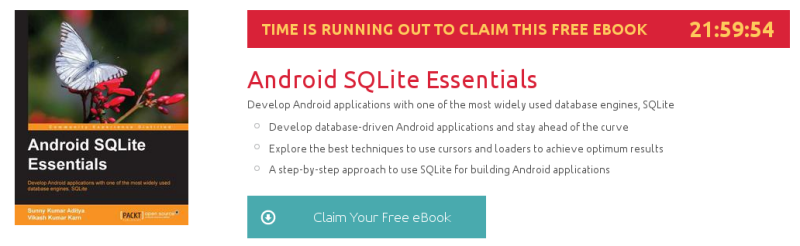 Android SQLite Essentials, ebook gratuito disponible durante las próximas 21 horas