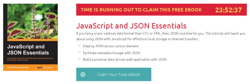 JavaScript and JSON Essentials, ebook gratuito disponible durante las próximas 23 horas