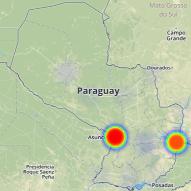 Mapa de calor de las elecciones municipales 2015 Paraguay