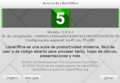 LibreOffice 5.0.4 en Debian Jessie